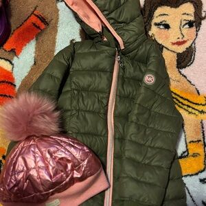 Michael Kors Green and Pink Puffer Jacket